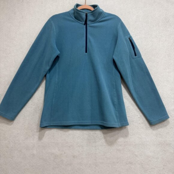 Orvis Trout Bum Sweater Mens Medium Blue Fleece Quarter Zip Pullover Outdoor - Picture 1 of 8